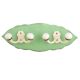 Green Cream Double Loop Ceramic Iron Wooden Hooks